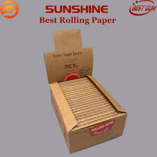 OEM XL tamanho 12,5GSM cru marrom cor fábrica de papel de rolamento para fumar